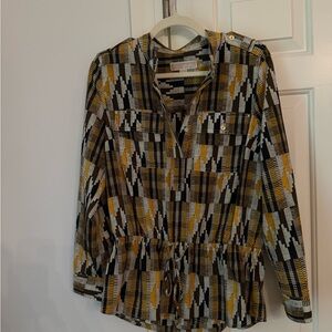 MICHAEL Michael Kors Black and Yellow Patterned Blouse